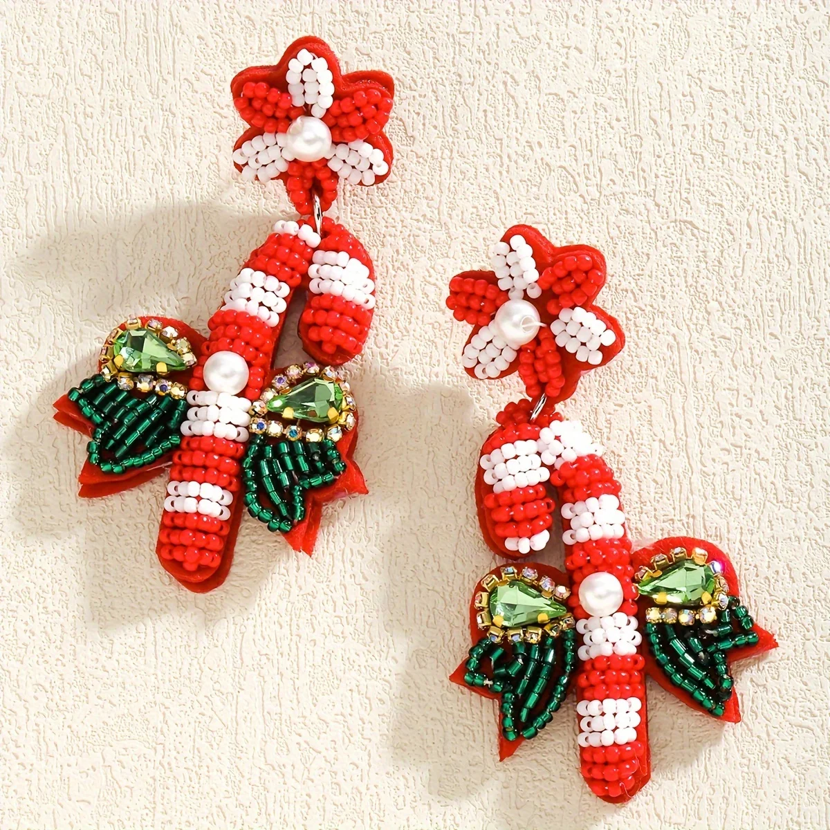 أقراط فيداواس لعيد الميلاد وحبات الأرز وحجر الراين وحلوى القصب للنساء ، قوس زهور مطرز أنيق جميل ، إكسسوارات حفلات المهرجان