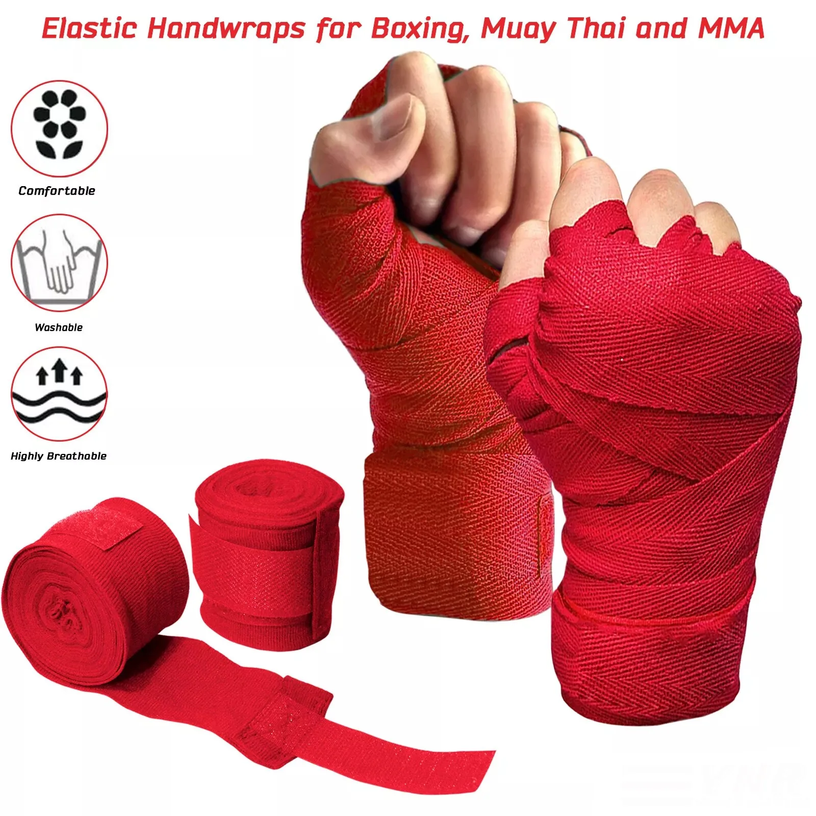 2 Rolls Cotton Boxing Bandage Wrist Wraps Combat Protect Boxing Sport Kickboxing Muay Thai Handbands Training Competition Gloves