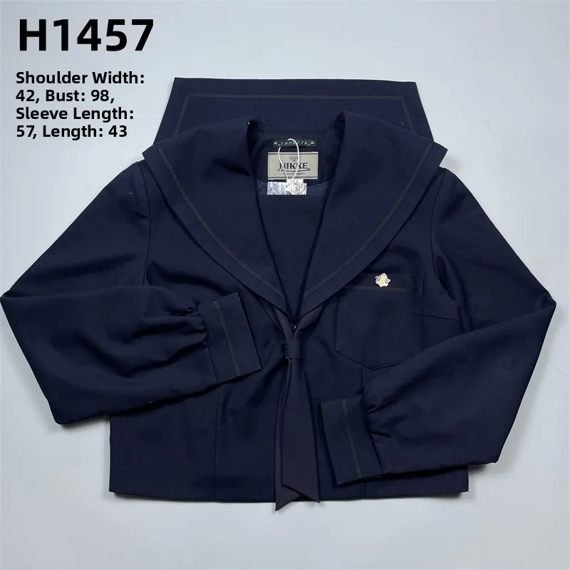 Vintage Japanese JK Uniform Sailor Suit Set Mother's Inlet Deep Blue School Style Autumn Winter Collection Repost