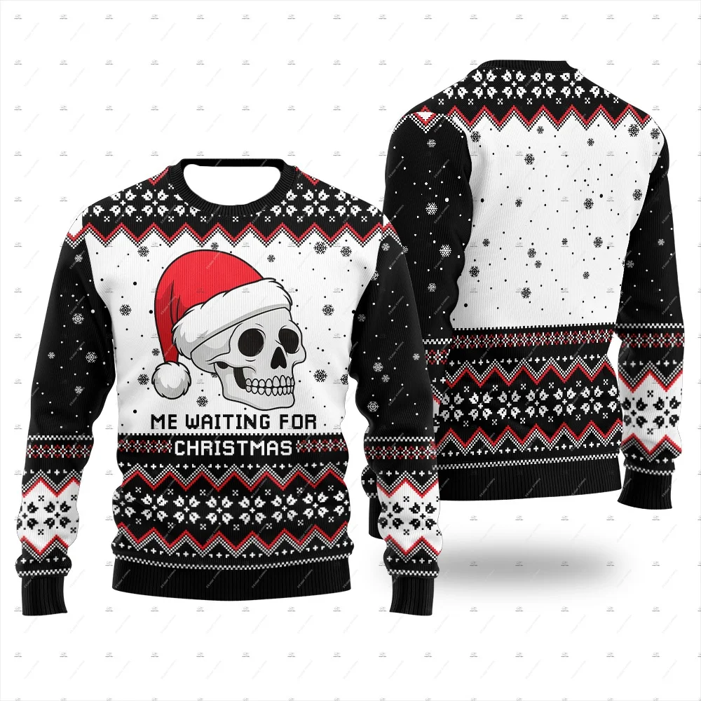 Christmas Cosplay Santa Claus Pet Anime Cartoon Skull Vintage Winter Ugly Sweater 3DPrint Harajuku Pullover Funny Long Sleeves