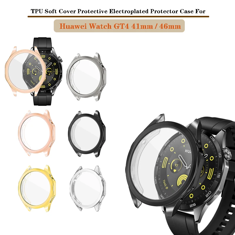 TPU Soft Cover Protective Electroplated Protector Case For Huawei Watch GT4 41mm 46mm / GT3 42mm 46mm / Honor Watch4 Pro