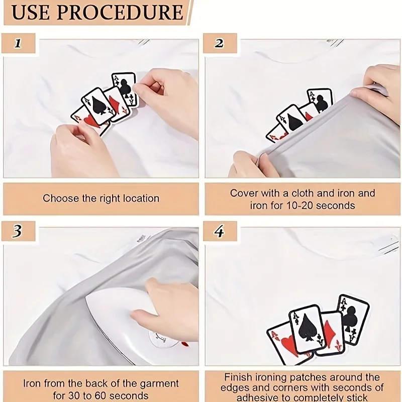 1 pcs Dice Poker Card Game Iron Patch Repair Stickers - Backpack, Shoes, and Clothing Decoration