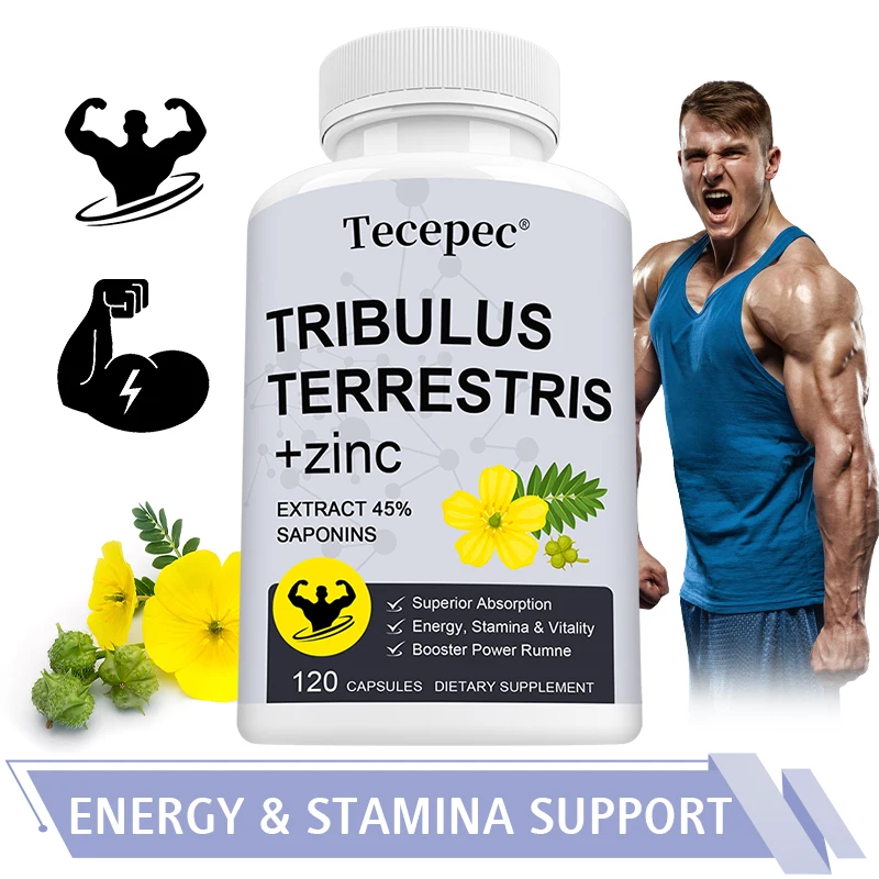 Tribulus + Zinc Supplement - Detoxifying, Skin Metabolism, Immunity, Sleep Support, Energy, Endurance and Vitality