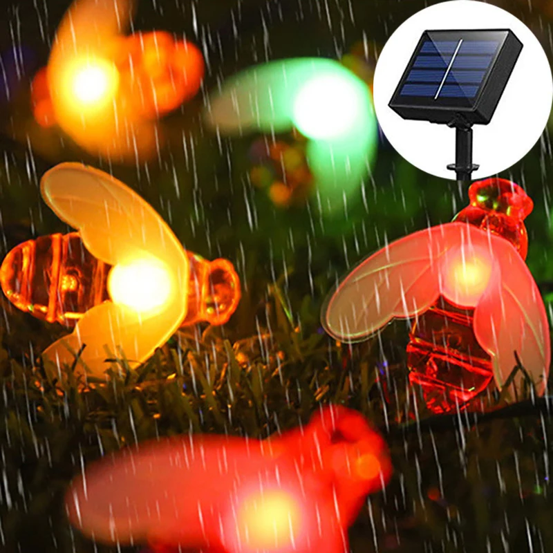 

Outdoor Bee String Lights 8 Modes LED Solar Powered Light Waterproof Color Lawn Garden Decorative Wedding Birthday Lights