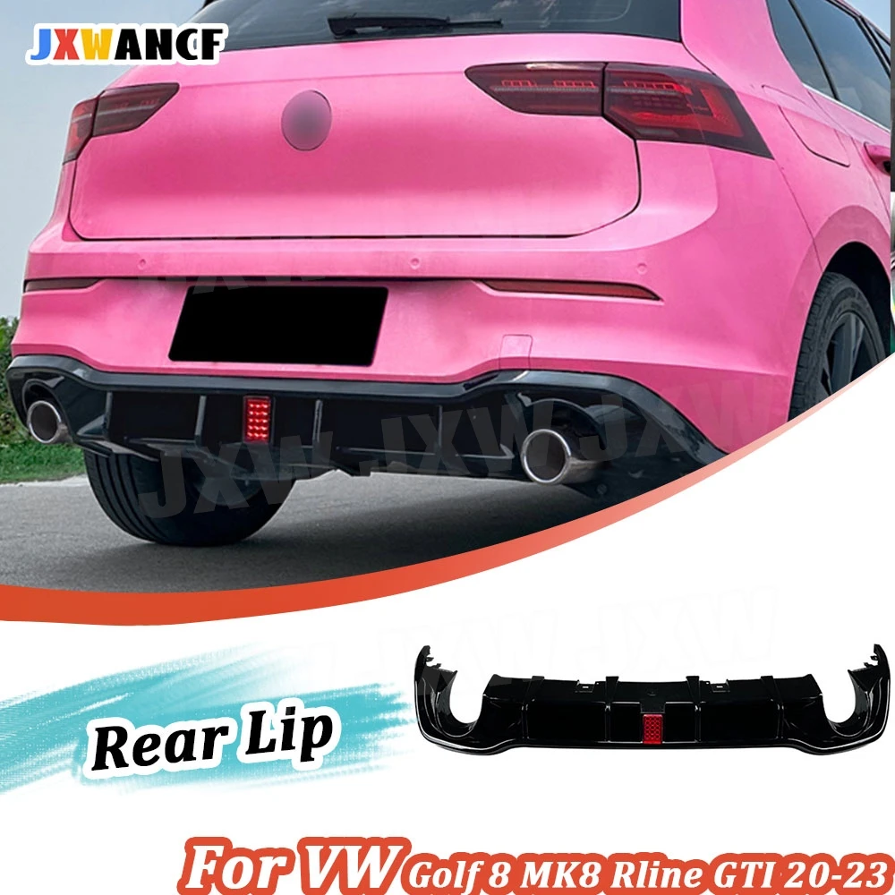 

JXWANCF ABS Rear Bumper Lip Chin Spoiler With Light for Volkswagen Golf 8 MK8 Rline GTI 20-23 Rear Bumper Diffuser Guard O-O