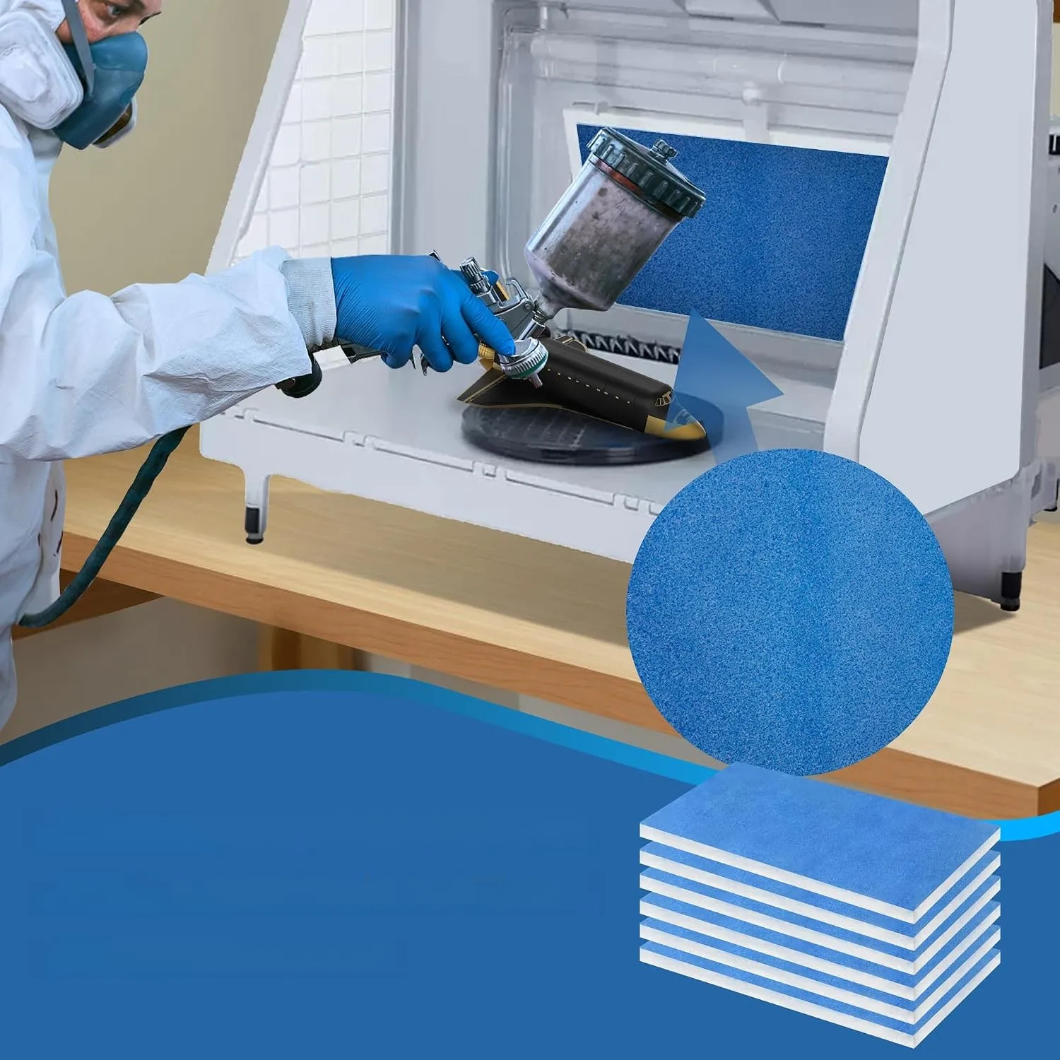 8pcs Fiberglass Filter Cotton for Spray Booths 2 Layer For High Density 405 x 185 x 20 mm Blue White Vent Hood