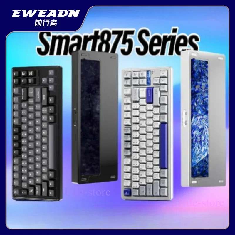 

Механическая клавиатура EWEADN Smart875, беспроводная, с ЧПУ, анодная алюминиевая прокладка, RGB, горячая замена, клавиши Pbt, игровая клавиатура с низкой задержкой, подарки