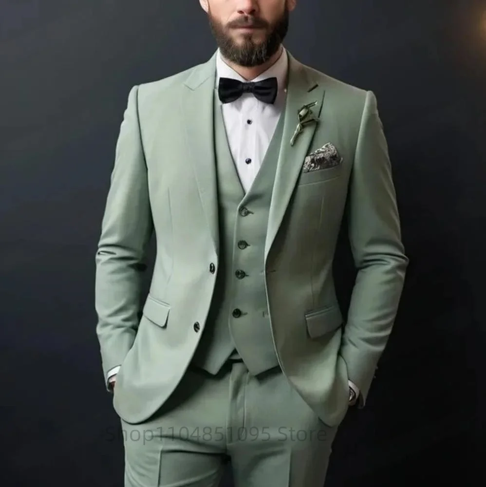 

Classic Wedding Tuxedos Slim Fit Bridegroom For Men 3 Pieces Groomsmen Suit Male Formal Business Men Suits(Jacket+Vest+Pants）
