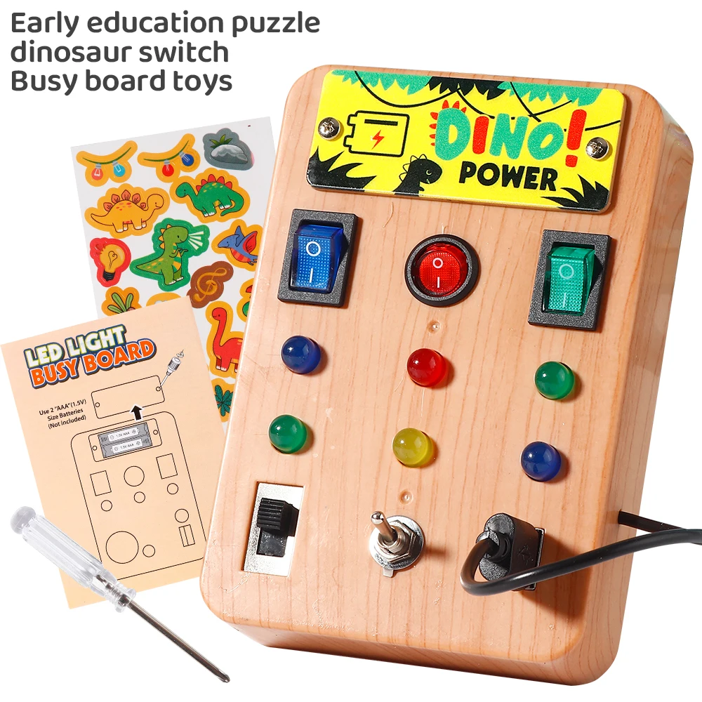 Montessori Busy Board with LED Light Switch and Screwdriver Tool - Sensory Toys for Boys  NO.22-1010