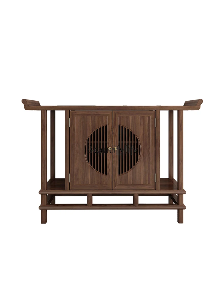 

New Chinese-style North American black walnut warped door cabinet solid wood