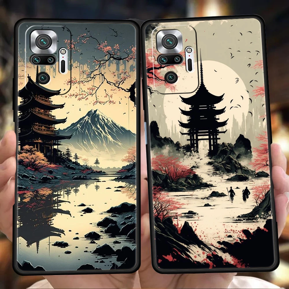 Ink Wash Painting Phone Case Cover for Redmi 13C 10C Note 13 12 10 11 Pro Plus 7 8T K40 K50 Gaming Pro Plus 5G Soft Shell Capas