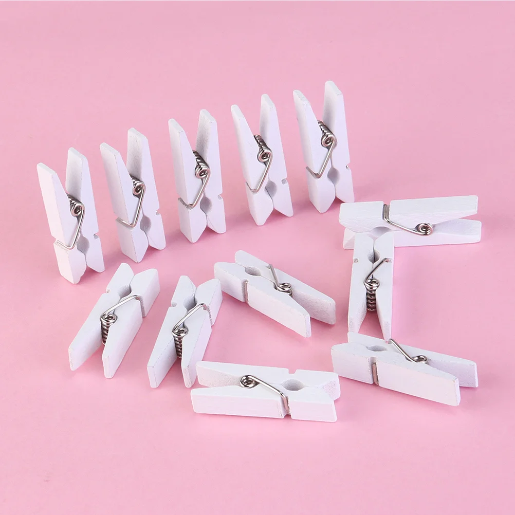 100 قطعة مقاطع صور خشبية صغيرة مشابك الغسيل الطبيعية 2.5 سنتيمتر للمشروعات الحرفية معلقة صور الديكور مقاطع الصور #6