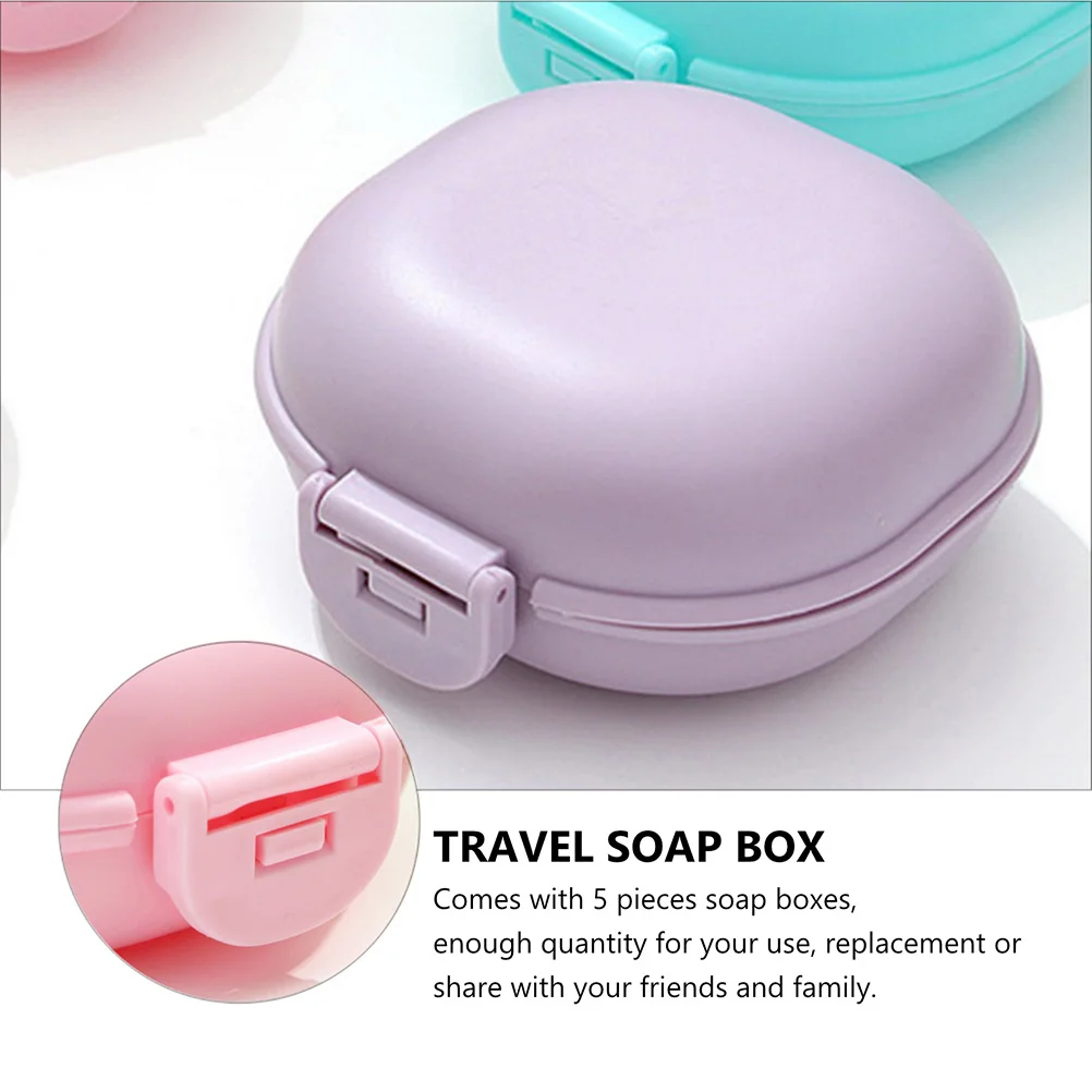 

5Pcs Travel Soap Box Leak Proof Portable Soap Case Holder Container Cover Buckle for Gym School Camping Outdoor
