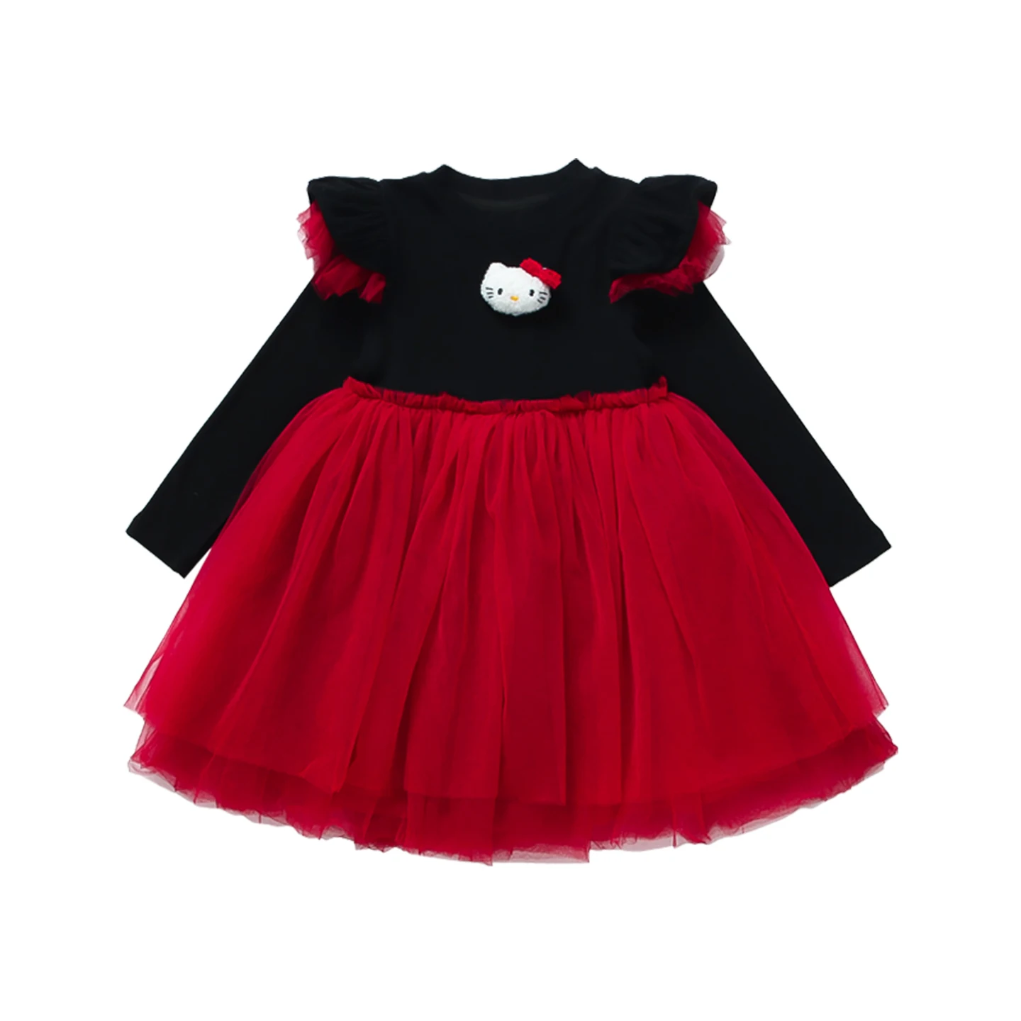 

Kids Color Block Mesh Dress Ribbed Cotton Long Lleeved 2026 new Korean Style Spring Autumn Casual Dresses for Girls 18M-8 Years