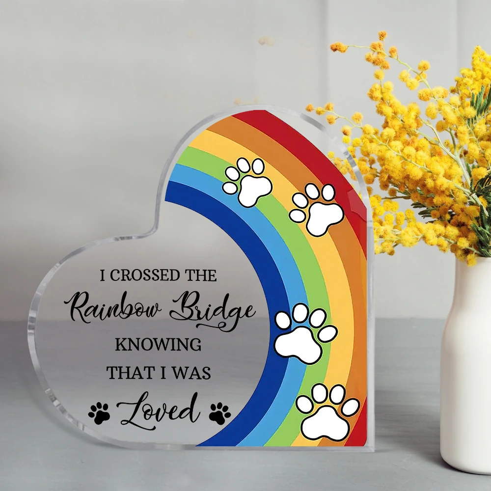 1 قطعة الحيوانات الأليفة التذكارية الاكريليك قوس قزح جسر الكلب هدية ، هدية البهجة لتذكاري فقدان الحيوانات الأليفة ، هدية الاهتزاز للكلاب والقطط