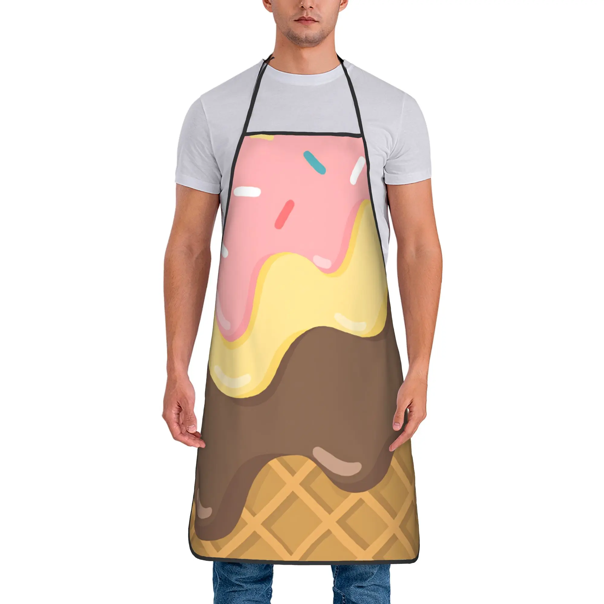 Ice Cream  Apron  Barber Restraunt Kitchen Accessories Household Fashionable Aprons without Pocket