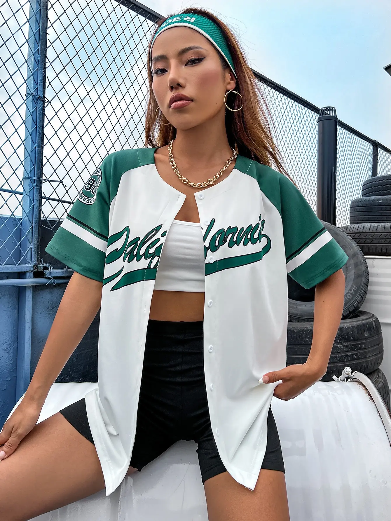 GISLY·LAU Spring Summer Loose Baseball Tshirt Womens Tee Sporty Button Pint Slight Strech T-shirt