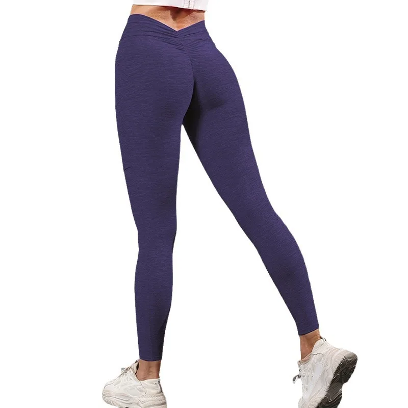 Pantalon de yoga serré à l'arrière en V pour femme, leggings de sport, poche latérale, pêche, hanche, fitness, nude, européen et américain, nouveau