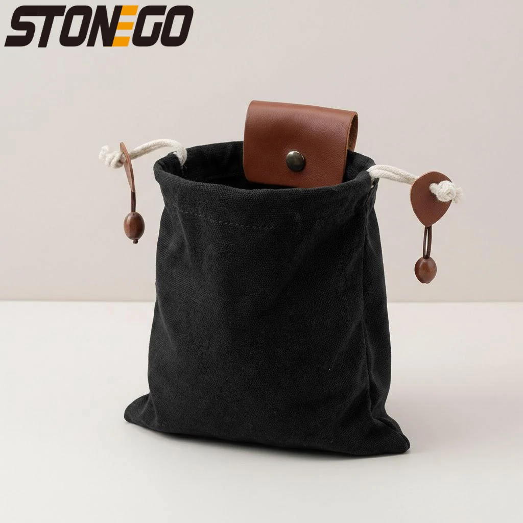 Multipurpose Collapsible Canvas Foraging Bag Berry Mushroom Picker Drawstring Tote for Camping Hiking Beach Outdoor Storage Bag