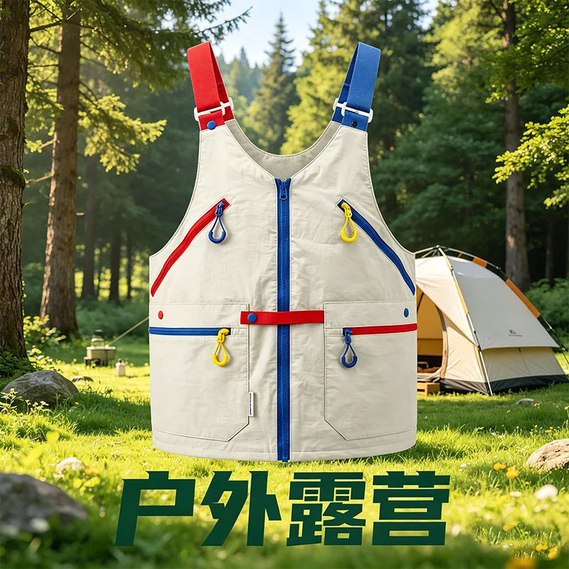 Picture 3: Chest Bag Sling Bag Men Color-matching Crossbody Bag Multiple Pockets Large Capacity Variable Backpack Camping Jacket