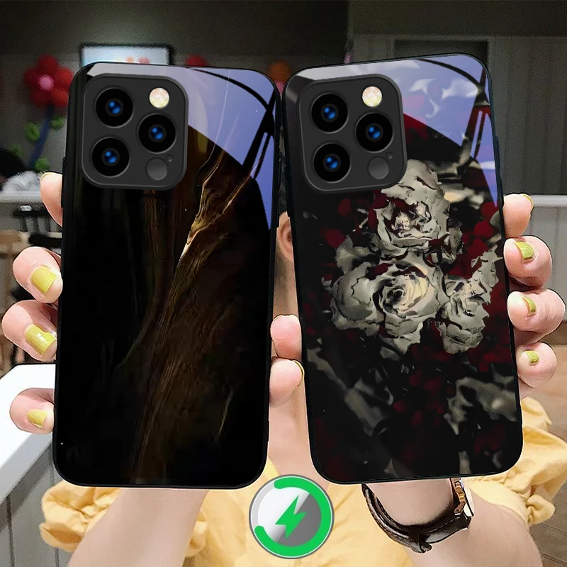 Bark texture texture Suitable For iPhone 16E 17 Pro Max 15 Pro 14 13 Plus 12 mini 11 16 Air 17Pro magnetism Glass Phone Case
