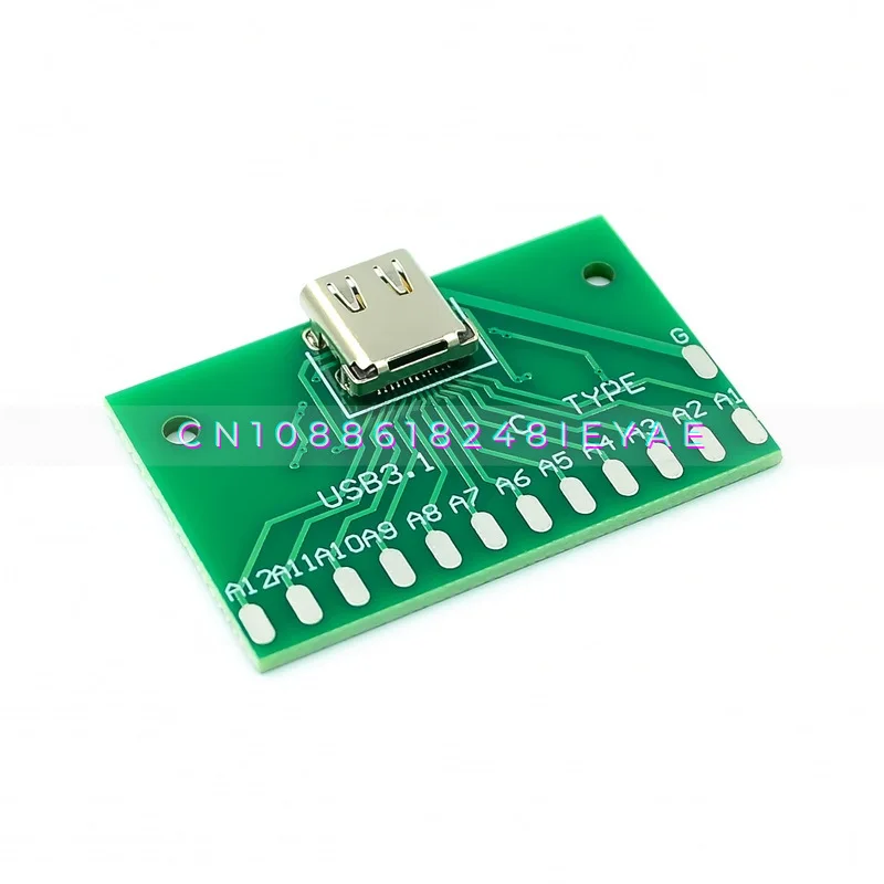 TYPE-C Female Head Test Board USB 3.1 with PCB Board 24P Female Seat, Connector Adapter Board Current Measurement Conduction