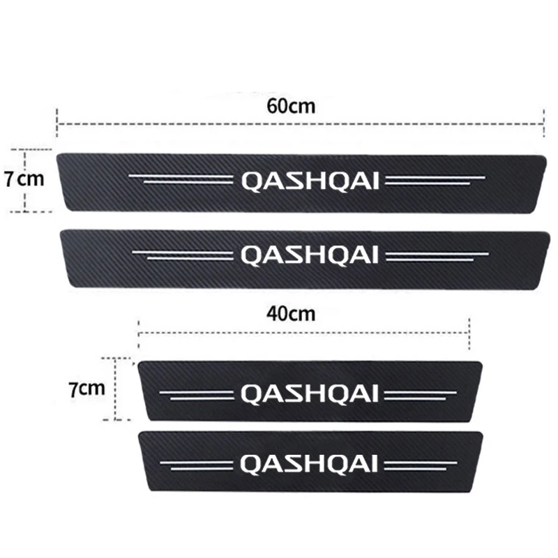 Carro Porta Sill Guarnição Scuff Placa Película Protetora Adesivo para Nissan Qashqai Logotipo Leaf Juke Micra 350Z 370Z Armada Elgrand Kicks