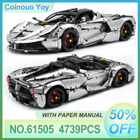 1:8 Custom Silver Technical CADA C61505 City Sport Racing Vehicle Model Building Blocks Brick Puzzle DIY Toys Chrismas Gifts Kid
