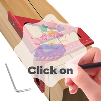 3D Multi Angle Aluminum Red Measuring Ruler 45/90 Degree Woodworking Square Protractor Drawing Line Miter Triangle Layout Tool