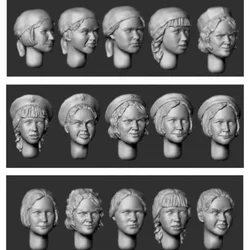 1/35 Scale die-cast resin Female heads model kits 15 head miniature toys unassembled and unpainted 014X