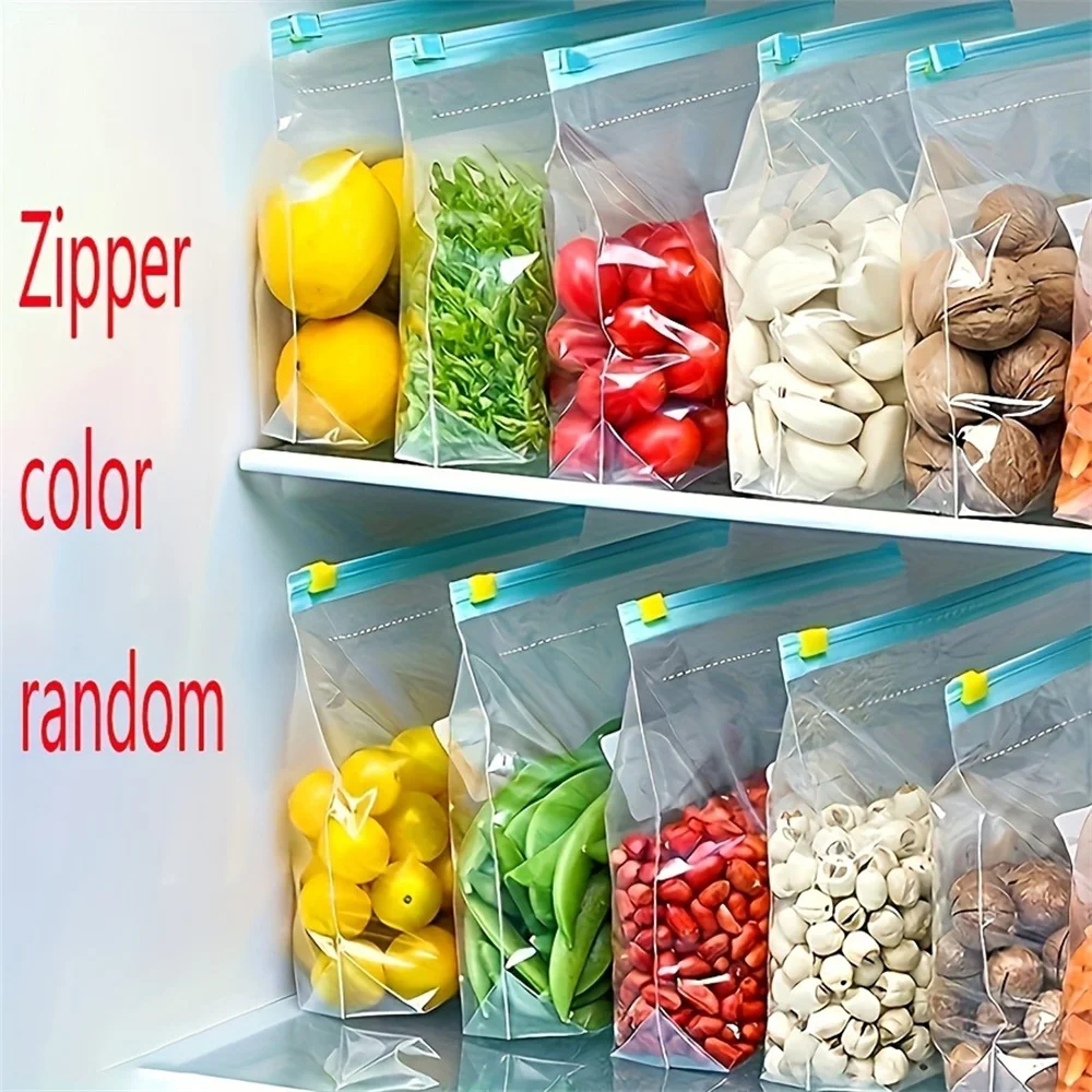 10/15/20PCS Silicone Food Storage Leakproof Reusable Stand Up Zip Shut Bags Cup Fresh Food Storage Bag Refrigerator Fresh Wrap