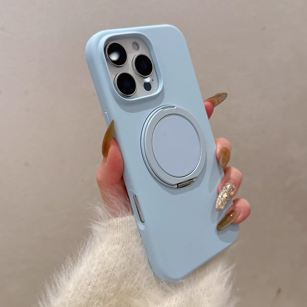 

Original Liquid Silicone For Magnetic Magsafe Stand Case For iPhone 16 E 15 14 Plus 13 12 Pro Max 360° Rotating Bracket Cover