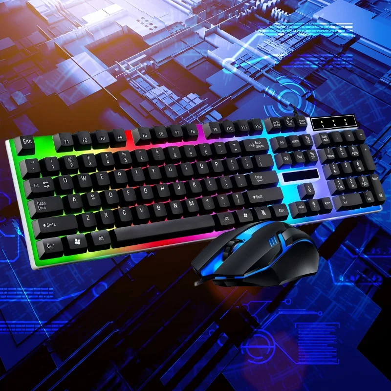 

Stylish Backlight Wired Keyboard with Mouse – Responsive Floating Keys, Long Lasting Comfort for Workspaces