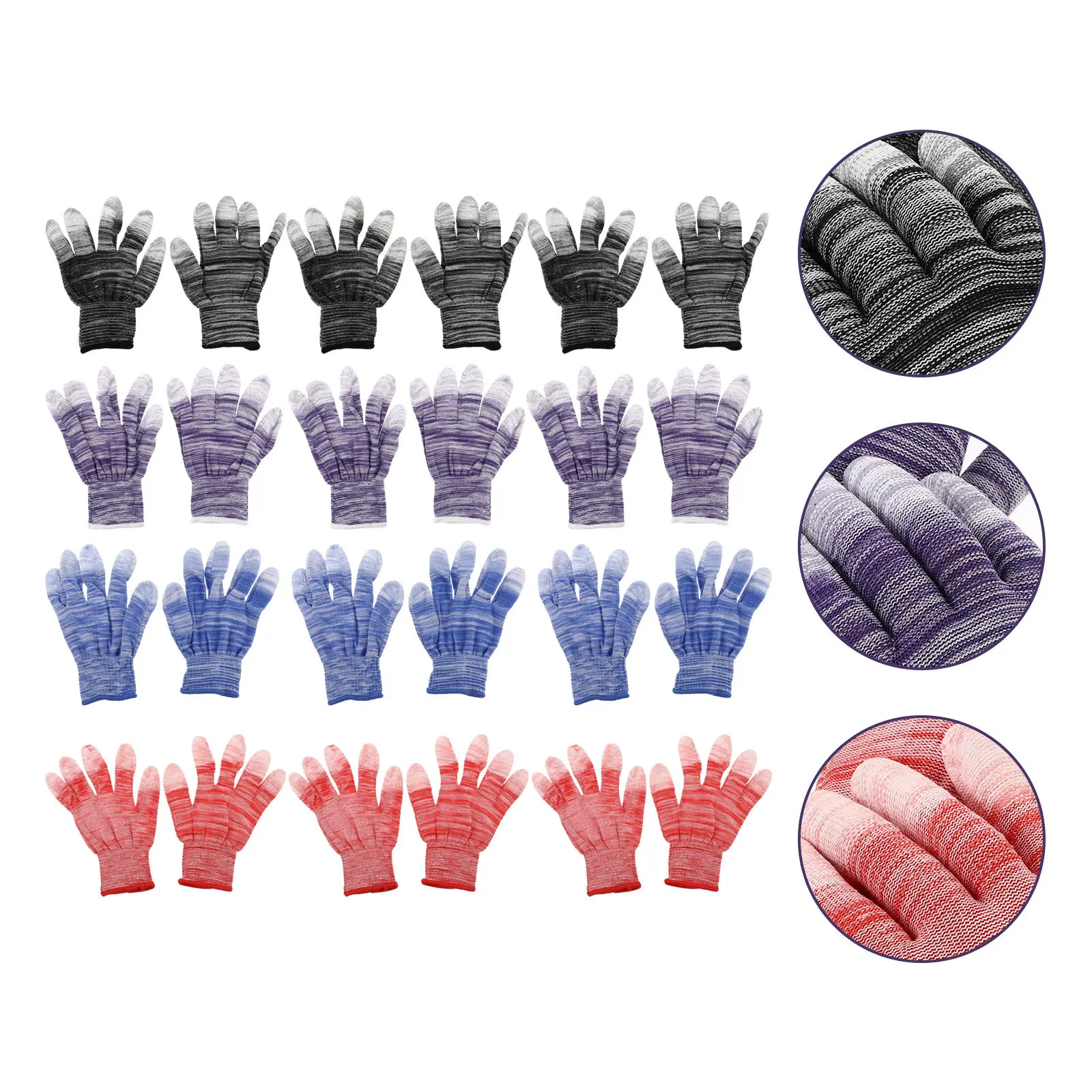 

12Pairs Environmental Friendly Nylon Anti-Static Protective Gloves Comfortable Breathable Flexible for Men Women Labor