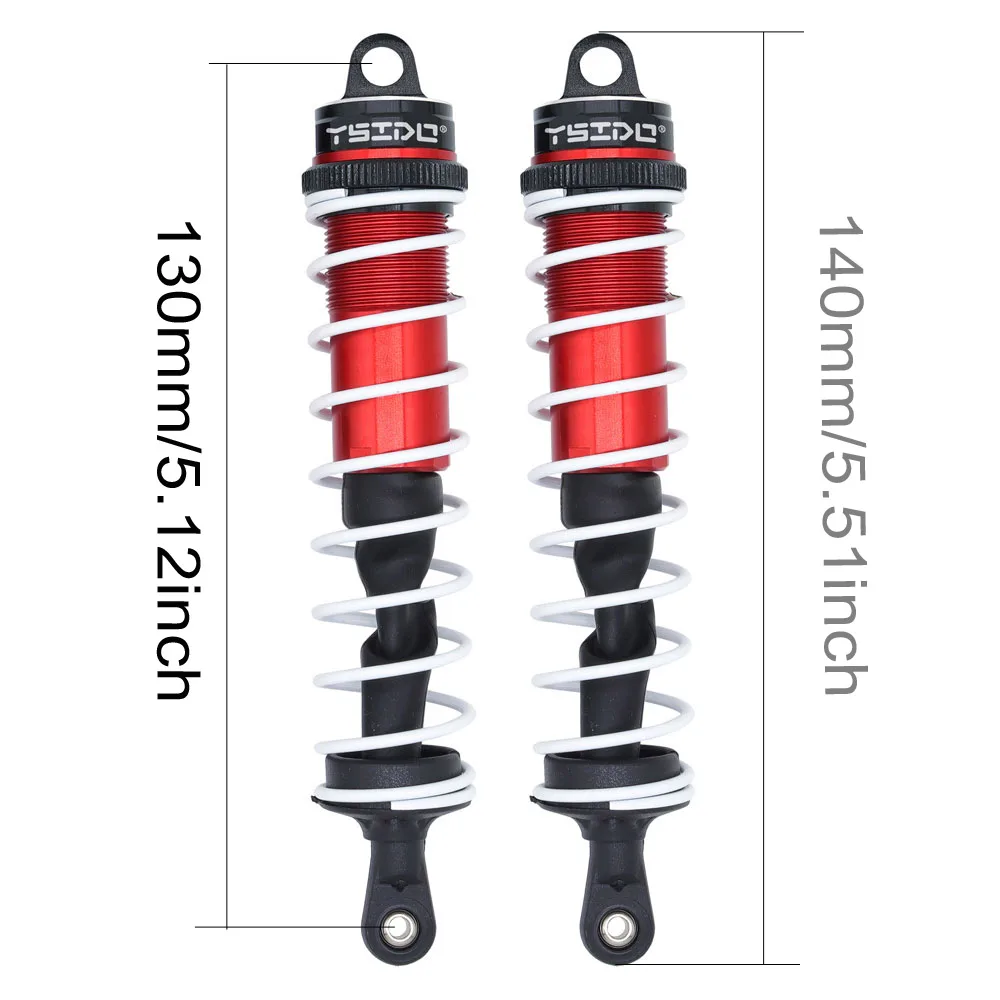 YSIDO 120mm Voor 140mm Achter Schokdemper Demper Schorsing voor 1/8 1/7 JLB HSP EM Racing DHK HPI Redcat LRP ZD Racing Hongnor