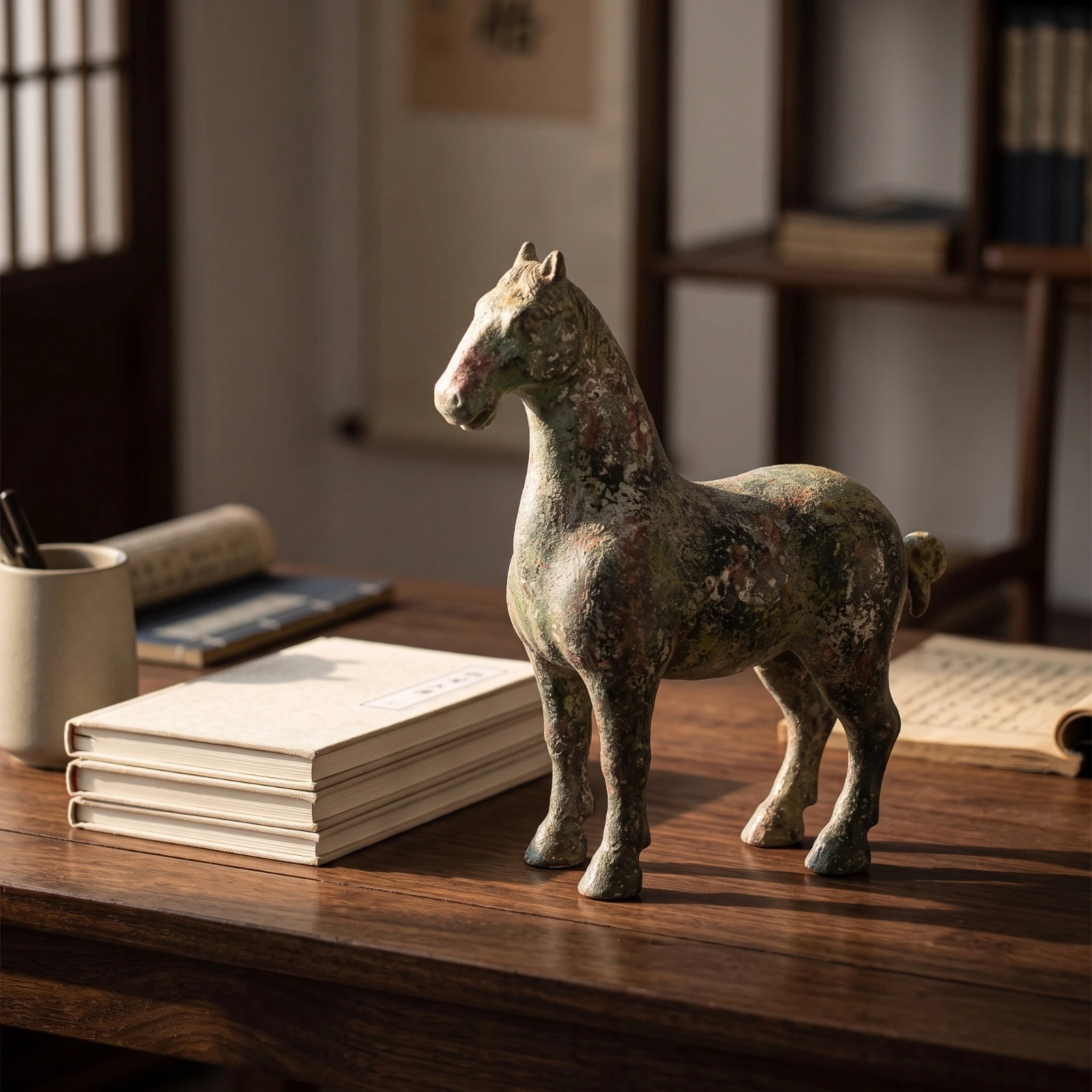Horse Figurine Tabletop Horse Sculpture Decor Vintage Distressed for Homeowners, Living Room, Bookshelf