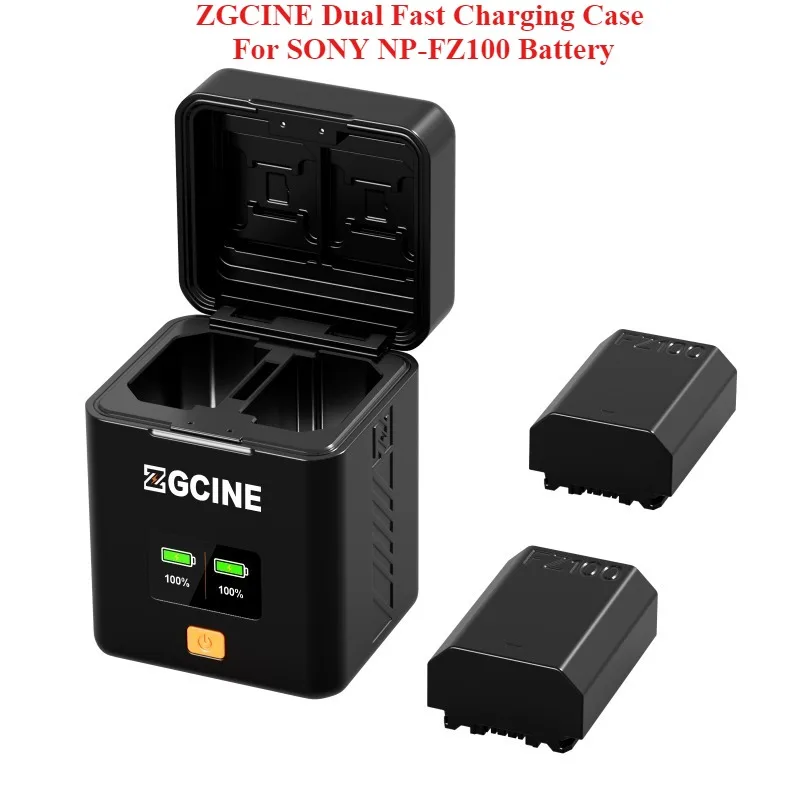 

ZGCINE PS-FZ100 USB-C PD Dual Fast Charging Case For SONY NP-FZ100 Battery Charging Smart Battery Charger Box SD/TF Storage
