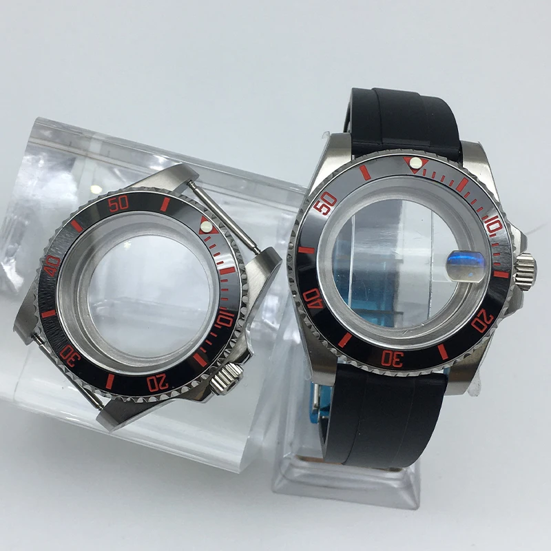 

40mm high-quality nh35 case Rubber Bracelet sapphire glass ceramic bezel for Seiko nh35 nh36 nh38 Miyota8215 movement diver Mod