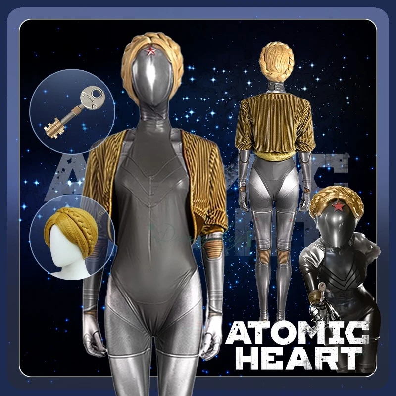 لعبة القلب الذري تأثيري حلي روبوت التوائم اليسار واليمين تأثيري راقصة الباليه ارتداءها شعر مستعار أشقر حفلة الهالوين