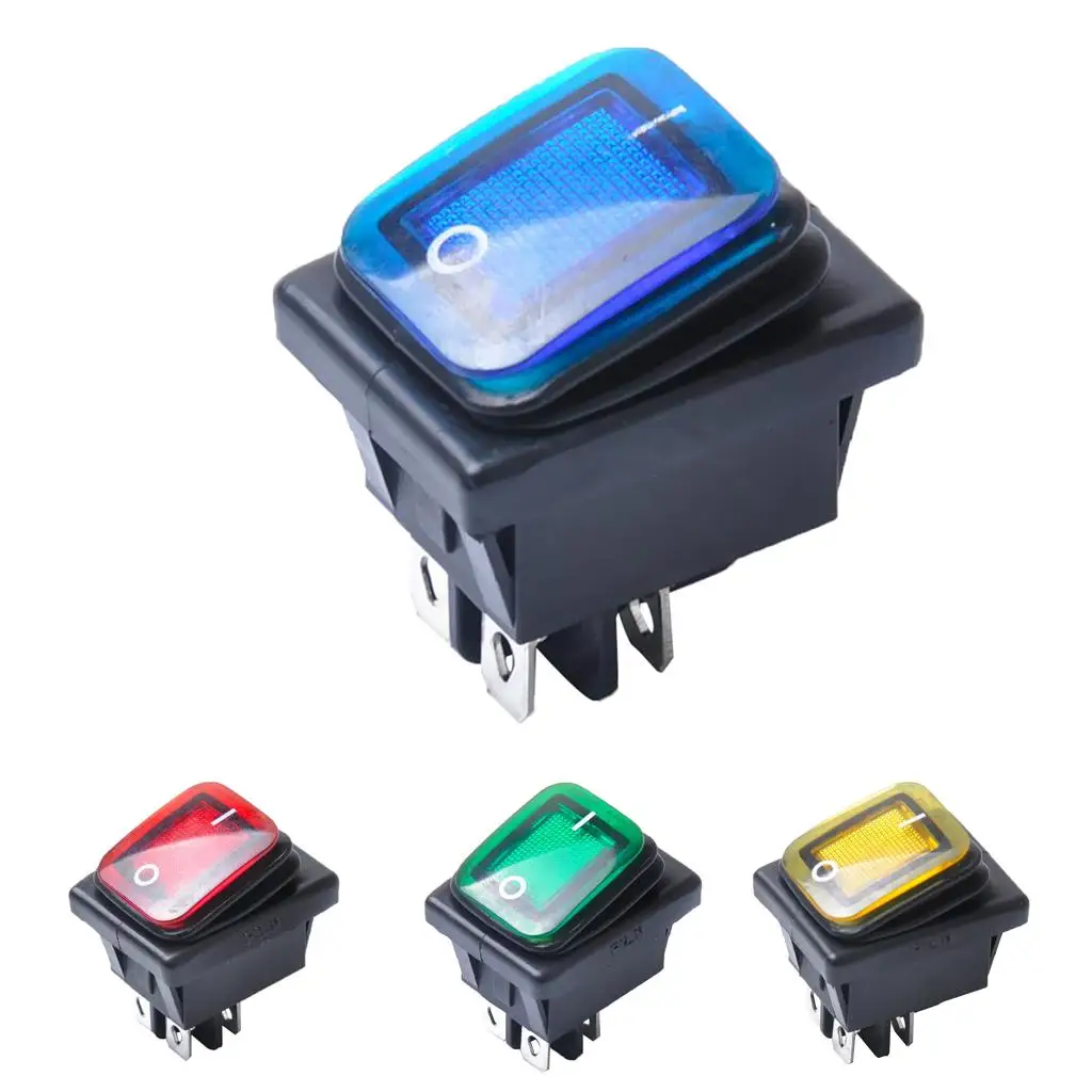 4 Pin On-Off Car Boat Lighted Rocker Toggle Switch Waterproof