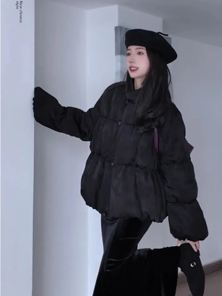 Único ort bla feminino para baixo jaet 2025 novo chinês sle pão casaco thi outerwear commute sle fibra de poliéster