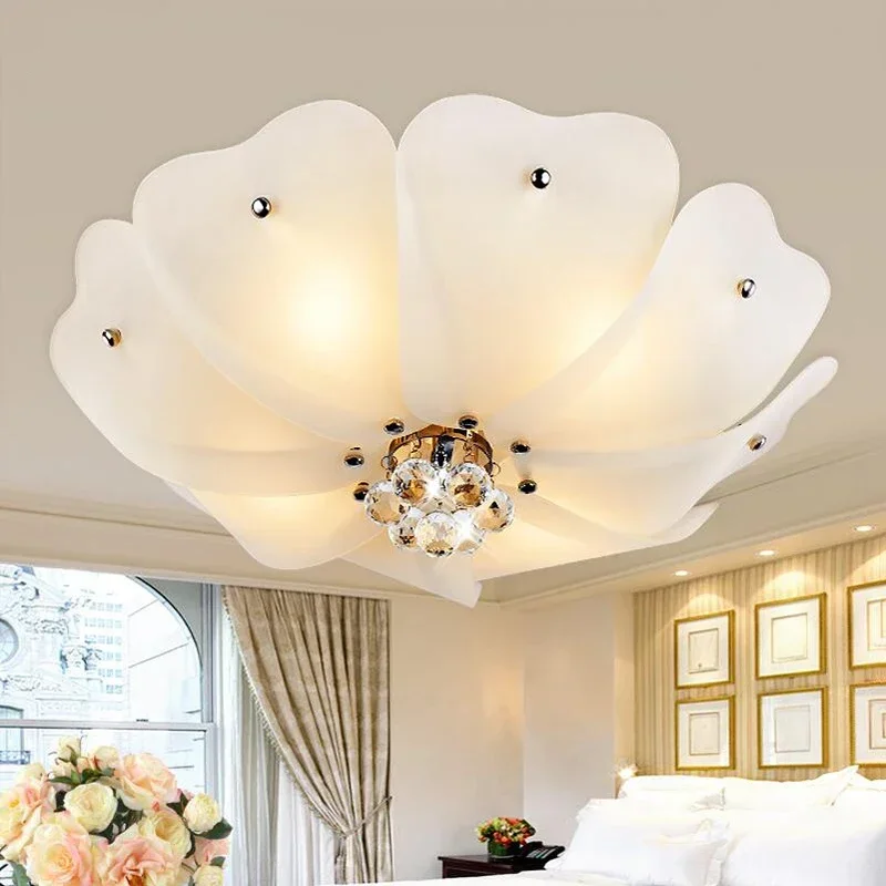 

Romantic bedroom ceiling lamp led atmospheric round living room lamp creative room petal lamp