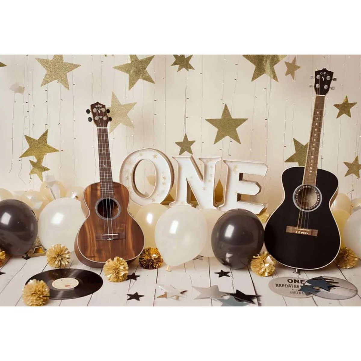 

Allenjoy Music Guitar ONE Birthday Backdrop