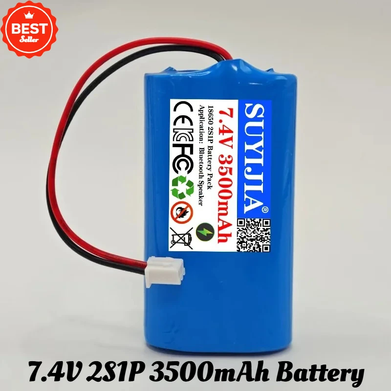 

18650 Battery 7.4V 2S1P 3500mAh 18650 Rechargeable Lithium Battery for Projectors Speakers, Wireless Monitoring, Toy Accessories