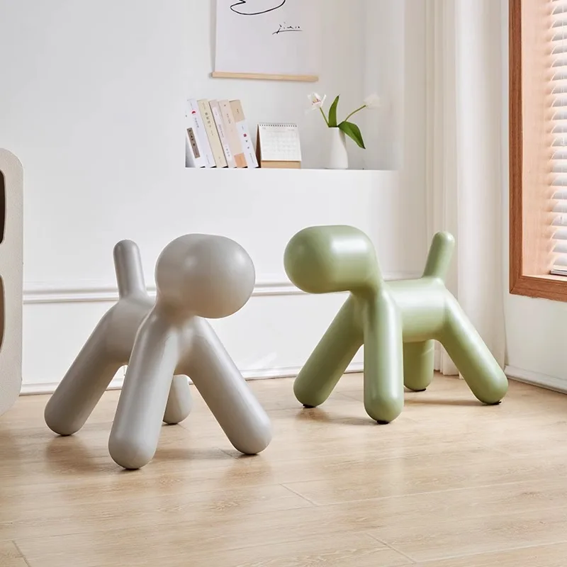 

Plastic Dog Children's Chair Nordic Creative Design Ottomans Portable Hallway Shoe Changing Stools Interior Decorative Footrest