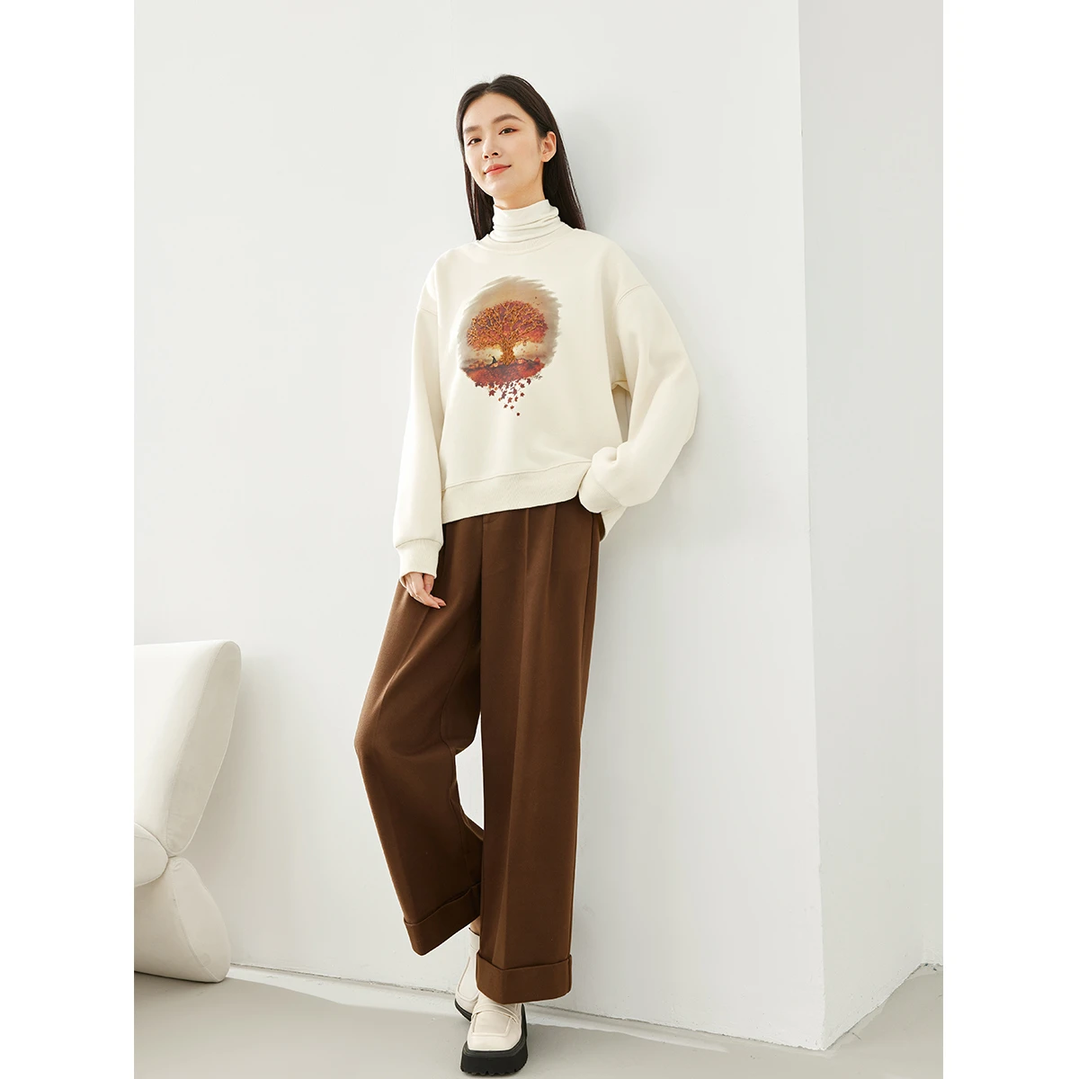 VIMLY 여성용 플리스 스웨트셔츠 겨울 2025 자수 라운드 넥 루즈핏 여성 스웨터 프린트 긴팔 캐주얼 니트 탑 M5630