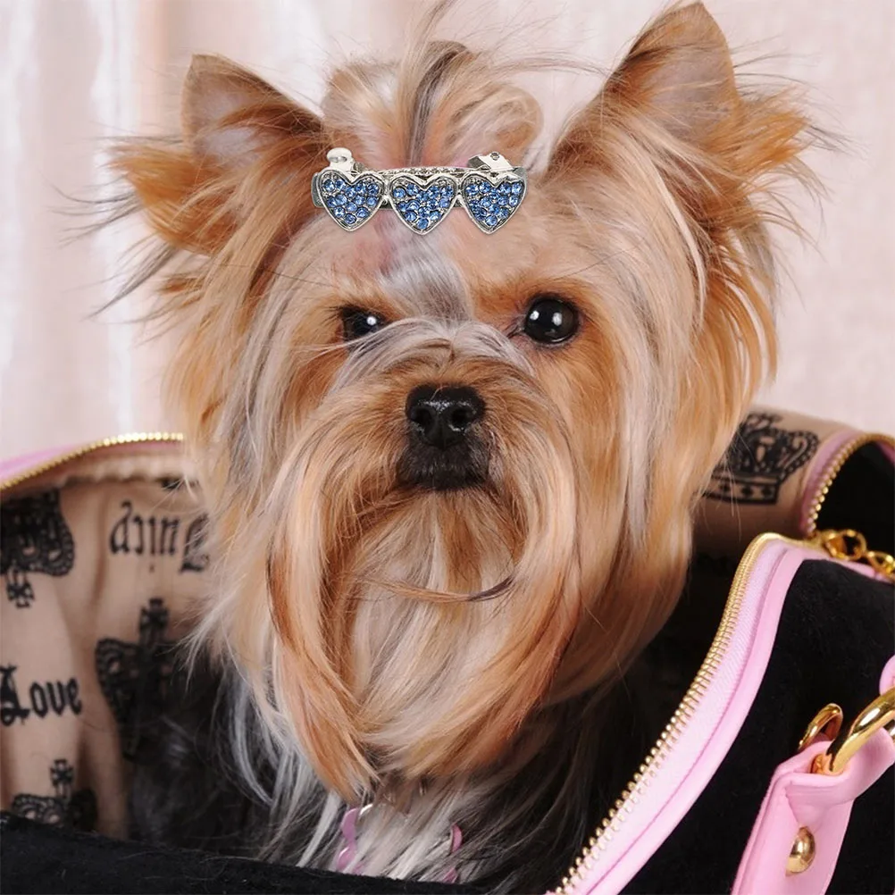 

3pcs Heart shaped Rhinestone Alloy Pet Hair Clips for Dogs Cats Cute DIY Hairstyle Accessory Sweet Barrette