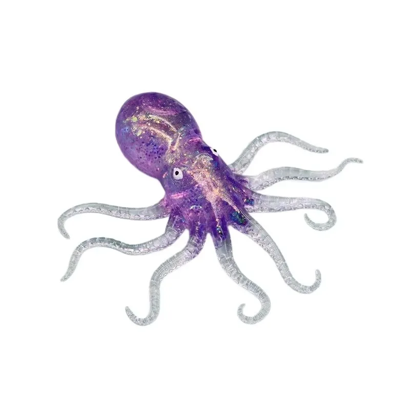 Maltose Octopus Squishy Translucent Glitter Squishy Super Stretchy Maltose Octopus TPR Colorful Octopus Toy for Release Stress