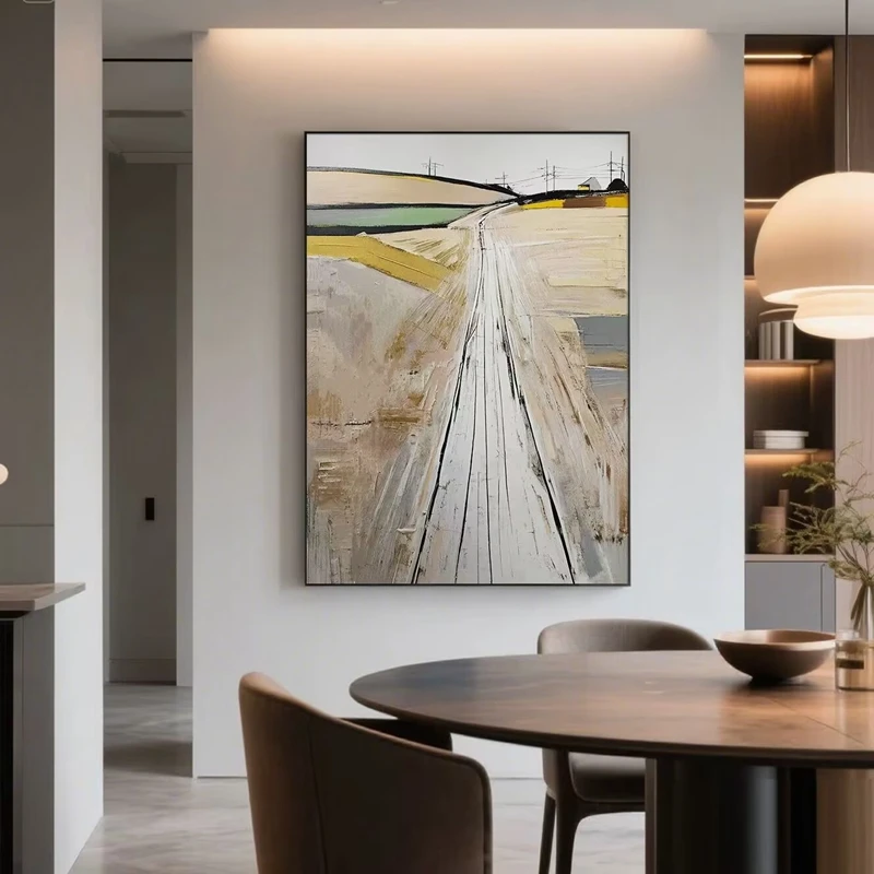 Modern Abstract Country Side Landscape Handmade Oil Painting On Canvas For Home Wall Decor Hanging Mural For Living Room Bedroom