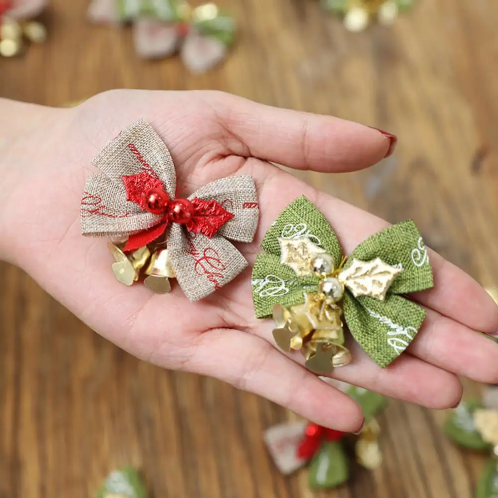 جرس الكتان عيد الميلاد زخرفة القوس الصغيرة ، زخرفة شجرة ، مشهد قلادة الجرس ، اكسسوارات زخرفة #6
